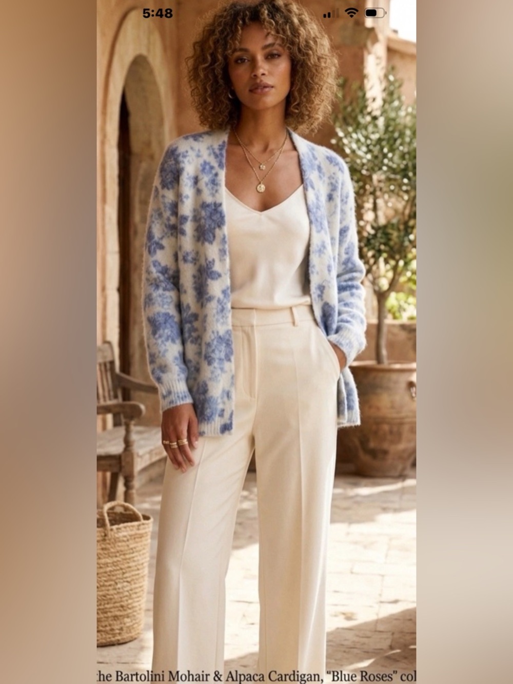 Bartolini Blue Floral Cardigan Open Front Mohair & Alpaca Made In Italy Women S